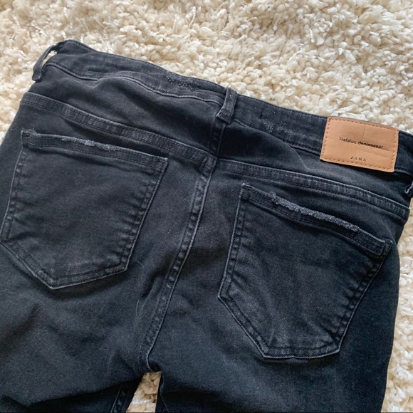 Zara Trafaluc Black Floral Jeans 6 - Picture 7 of 8